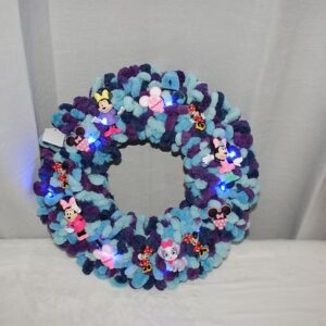 Wreath - Minnie Mouse on Multicolored blues - Lights Up