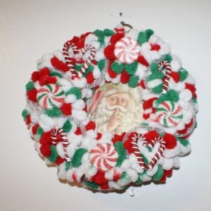 Wreath – Christmas – Santa with candy- Lights Up