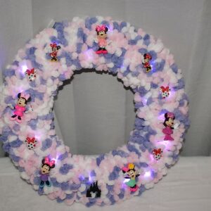 Wreath – Minnie Mouse on purple and pink – Lights Up