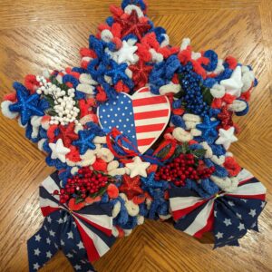 Wreath Red White Blue 3 Heart