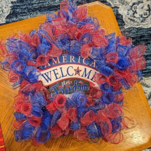 Wreath Red White Blue 5 Welcome