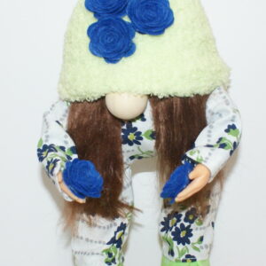 Misc Gnomes Girl with Blue Flowers 1